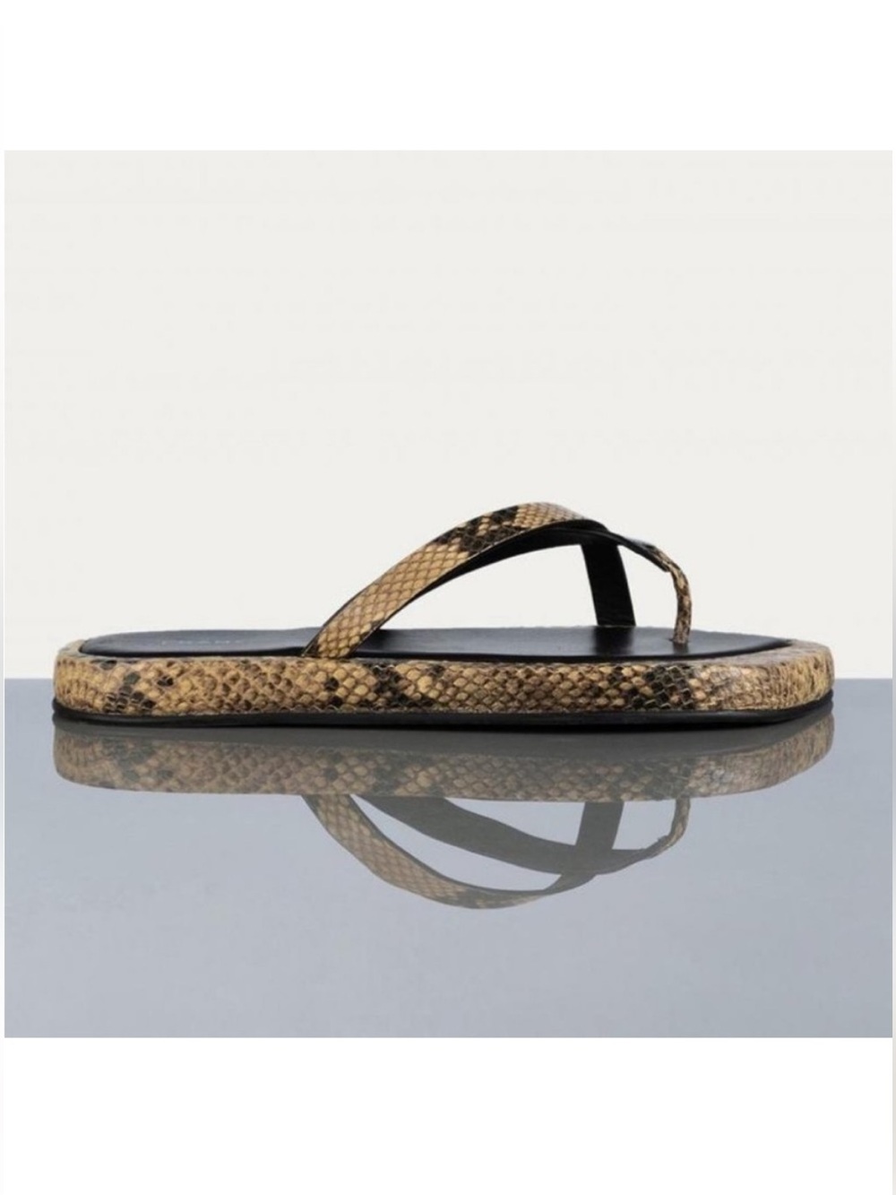 FRAME Le Montauk Leather Snakeskin Toe Loop Thong Sandals size 38 1/2